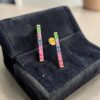 E-743 (21) 1.60 Ct Emerald Ruby Sapphire Amethyst Tourmaline Rainbow Stud Earrings 18K Gold