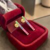 E-743 (23) 1.60 Ct Emerald Ruby Sapphire Amethyst Tourmaline Rainbow Stud Earrings 18K Gold