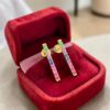 E-743 (24) 1.60 Ct Emerald Ruby Sapphire Amethyst Tourmaline Rainbow Stud Earrings 18K Gold