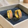 Pave 2.70 Cts Round Brilliant F/VS1 Diamonds Sapphires Unisex Hoop Earrings 18K Gold