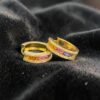 Pave 2.70 Cts Round Brilliant F/VS1 Diamonds Sapphires Unisex Hoop Earrings 18K Gold
