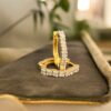 E-761 (14) 0.40 Carats Round Brilliant Cut Diamonds Single Row Curve Hoop Earrings 14K Gold