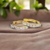 E-761 (15) 0.40 Carats Round Brilliant Cut Diamonds Single Row Curve Hoop Earrings 14K Gold