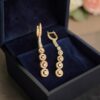 Pavé 1.77 Cts Round Brilliant F/VS1 Diamonds Halo Dangle Earrings 14K Rose Gold
