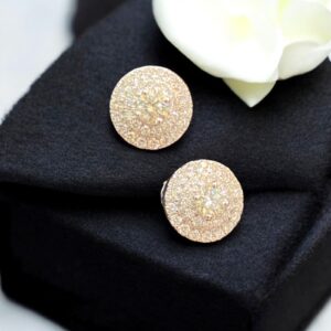 E-797 (19) 0.90 Cts Round Brilliant Cut Natural Diamonds Double Halo Stud Earrings 18K Gold