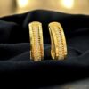 E-804 (25) Pave 0.67 Cts Round Brilliant Cut F/VS1 Diamonds Unisex Huggie Earrings 18K Gold