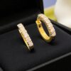 Classy 0.36 Cts Round Brilliant F/VS1 Diamonds Petite Hoop Earrings In 14K Gold