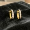 Classy 0.36 Cts Round Brilliant F/VS1 Diamonds Petite Hoop Earrings In 14K Gold