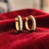 Classy 0.36 Cts Round Brilliant F/VS1 Diamonds Petite Hoop Earrings In 14K Gold