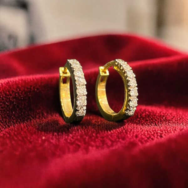 Classy 0.36 Cts Round Brilliant F/VS1 Diamonds Petite Hoop Earrings In 14K Gold