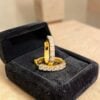Classy 0.36 Cts Round Brilliant F/VS1 Diamonds Petite Hoop Earrings In 14K Gold