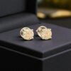 GIA Certified 3 Carats F/VS1 Round Shape Diamonds 4-Prong Stud Earrings 18K Gold