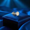 E-809 (15) GIA Certified 1 Carats F/VS1 Round Brilliant Diamond Men's Stud Earring 14K Gold