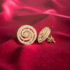 Pave 1.69 Cts Round Brilliant Cut Diamonds Whirlpool Stud Earrings 14K Rose Gold