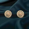 Pave 1.69 Cts Round Brilliant Cut Diamonds Whirlpool Stud Earrings 14K Rose Gold