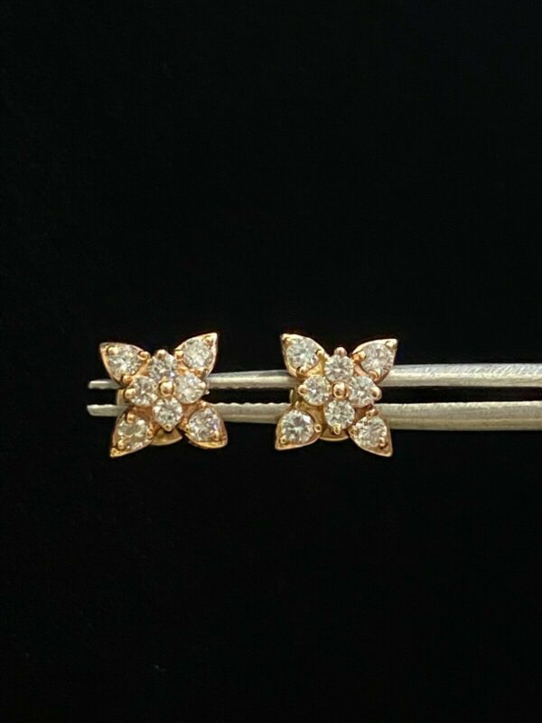 ER-B-442 (5) 0.59 Cts Round Brilliant Cut Natural Diamonds Stud Earrings In 14K Rose Gold