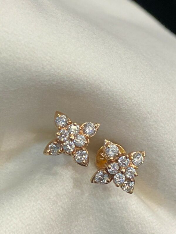 ER-B-442 (8) 0.59 Cts Round Brilliant Cut Natural Diamonds Stud Earrings In 14K Rose Gold