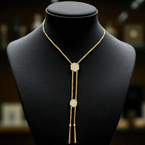 Stunning 0.67 Cts Round Brilliant F/VS1 Diamonds Lariat Necklace 14K Yellow Gold