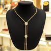 Stunning 0.67 Cts Round Brilliant F/VS1 Diamonds Lariat Necklace 14K Yellow Gold