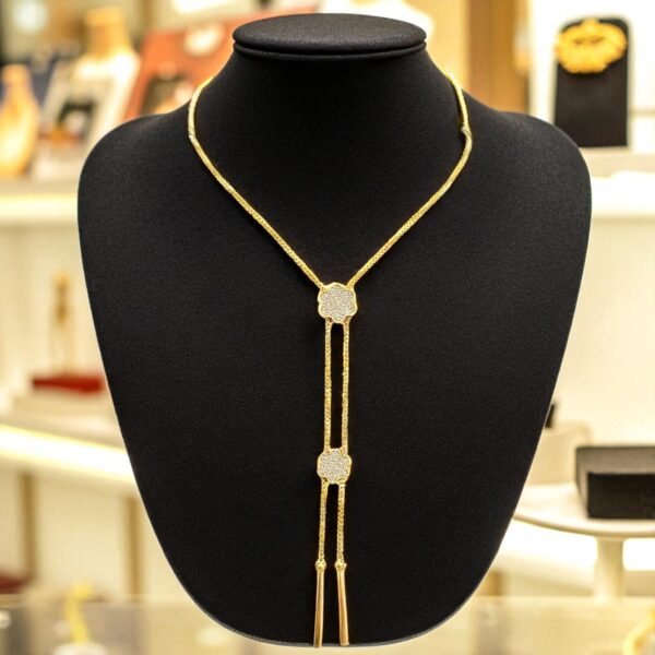 Stunning 0.67 Cts Round Brilliant F/VS1 Diamonds Lariat Necklace 14K Yellow Gold