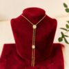 Stunning 0.67 Cts Round Brilliant F/VS1 Diamonds Lariat Necklace 14K Yellow Gold