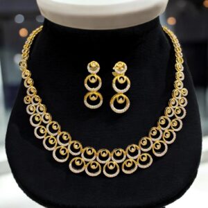 Stunning 2.55 Carats Round Brilliant Cut Diamonds Necklace Earrings Set 14K Gold