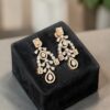 N-058-E (21) Stunning 1.60 Cts Round Baguette Shape F/VS1 Diamonds Dangle Earrings 14K Gold