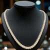 Classy 30 Cts F/VS1 Round Brilliant Cut Diamonds Unisex Tennis Necklace 14K Gold