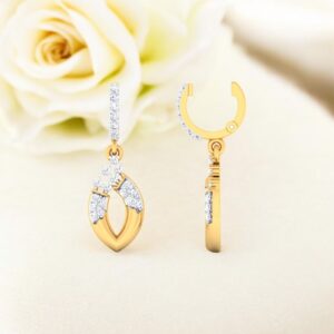 N-063-E (11) Dazzling 0.82 Cts F/VS1 Round Brilliant Cut Diamonds Dangle Earrings in 14K Gold