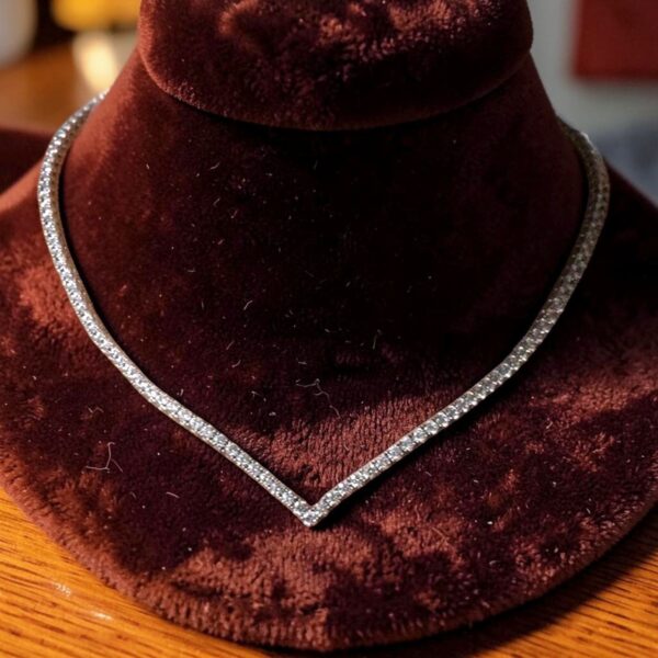 Pave 5.10 Cts Round Brilliant F/VS1 Diamonds Eternity Tennis Necklace 14K Gold