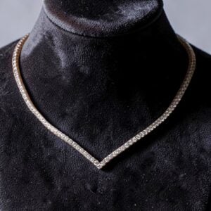 Pave 5.10 Cts Round Brilliant F/VS1 Diamonds Eternity Tennis Necklace 14K Gold