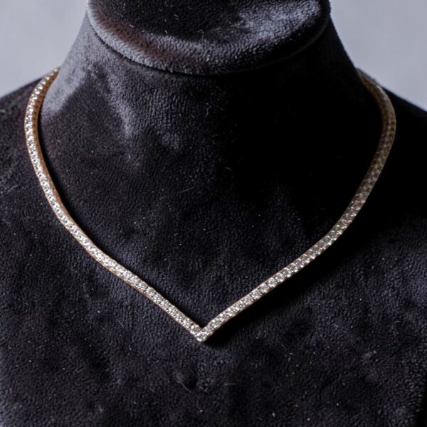 Pave 5.10 Cts Round Brilliant F/VS1 Diamonds Eternity Tennis Necklace 14K Gold