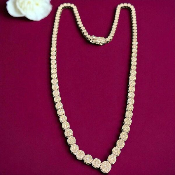 N-075 (26) Pave 5.04 Cts F/VS1 Round Brilliant Cut Diamonds Half Eternity Necklace 14K Gold