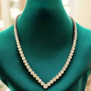 Pave 5.04 Cts F/VS1 Round Brilliant Cut Diamonds Half Eternity Necklace 14K Gold