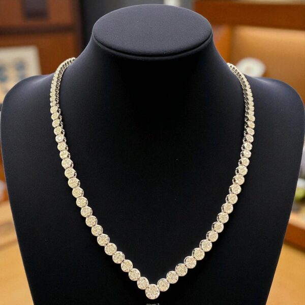 N-075 (30) Pave 5.04 Cts F/VS1 Round Brilliant Cut Diamonds Half Eternity Necklace 14K Gold