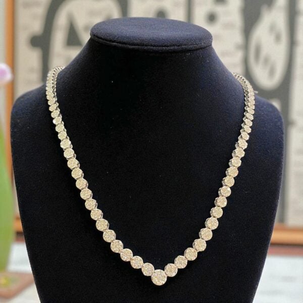 N-075-H (15) Pave 9.75 Cts Round Brilliant F/VS1 Diamonds Eternity Tennis Necklace 14K Gold