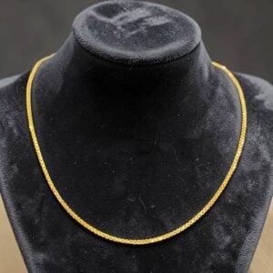 Stunning Dubai Unisex Box Chain Necklace In Hallmark 22Karat Yellow Gold