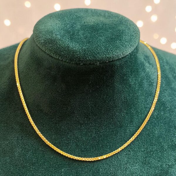 Stunning Dubai Unisex Box Chain Necklace In Hallmark 22Karat Yellow Gold