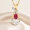 N-082 (10) 1.20 Cts F/VS1 Round Brilliant Cut Natural Diamonds Ruby Necklace 14K Yellow Gold