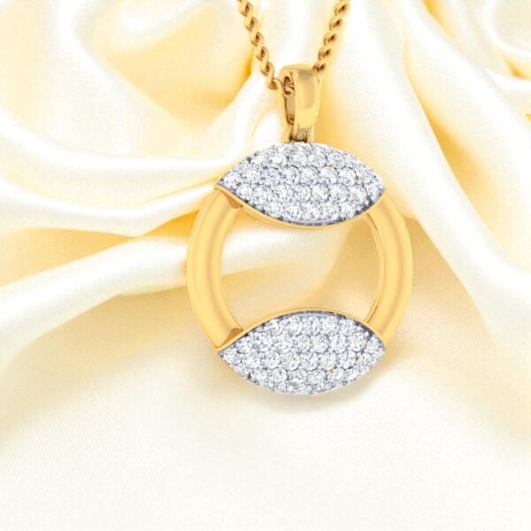 Elegant 0.80 Cts F/VS1 Round Brilliant Cut Diamonds Necklace In 14K Yellow Gold