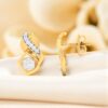 N-088-E (11) Classy 1/2 Cts Round Brilliant Cut F/VS1 Diamonds Stud Earrings 14K Yellow Gold