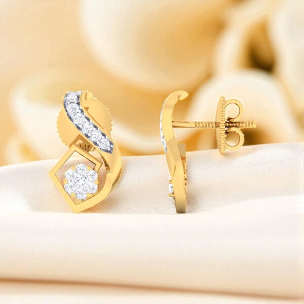 N-088-E (11) Classy 1/2 Cts Round Brilliant Cut F/VS1 Diamonds Stud Earrings 14K Yellow Gold
