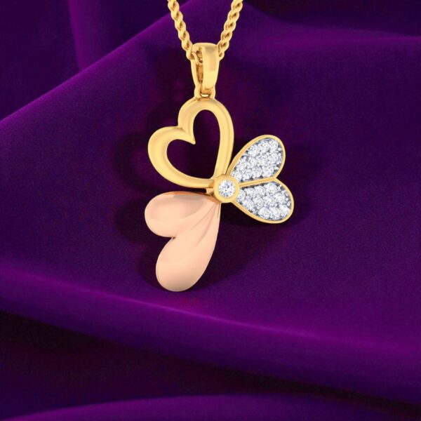 N-089 (10) Gorgeous 0.42 Cts F/VS1 Round Brilliant Natural Diamonds Heart Necklace 14K Gold