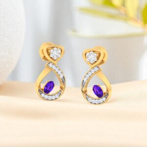 N-090-E (8) Elegant 0.60 Carats F/VS1 Round Brilliant Cut Diamonds Stud Earrings In 14K Gold