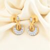 Pave 0.66 Cts F/VS1 Round Brilliant Cut Natural Diamonds Stud Earrings 14K Gold