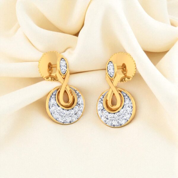 Pave 0.66 Cts F/VS1 Round Brilliant Cut Natural Diamonds Stud Earrings 14K Gold