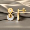 Pave 0.66 Cts F/VS1 Round Brilliant Cut Natural Diamonds Stud Earrings 14K Gold