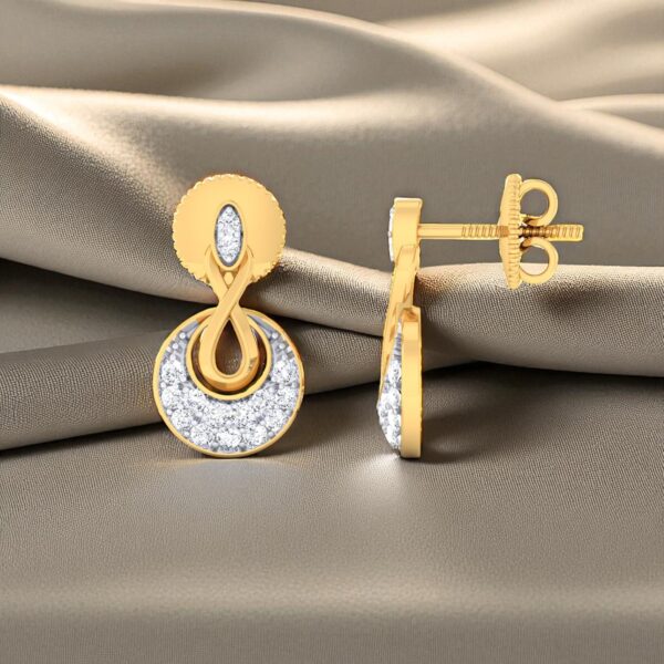 Pave 0.66 Cts F/VS1 Round Brilliant Cut Natural Diamonds Stud Earrings 14K Gold