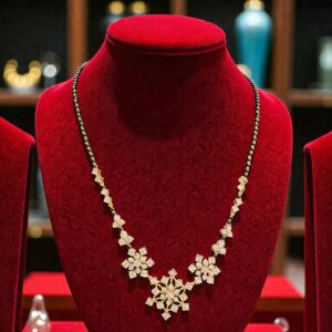 0.97 Cts Round Brilliant F/VS1 Diamonds Mangalsutra Necklace 18K Yellow Gold