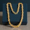 Classy Dubai Heavy Handmade Men's Link Chain Necklace In Fine 22K Yellow Gold